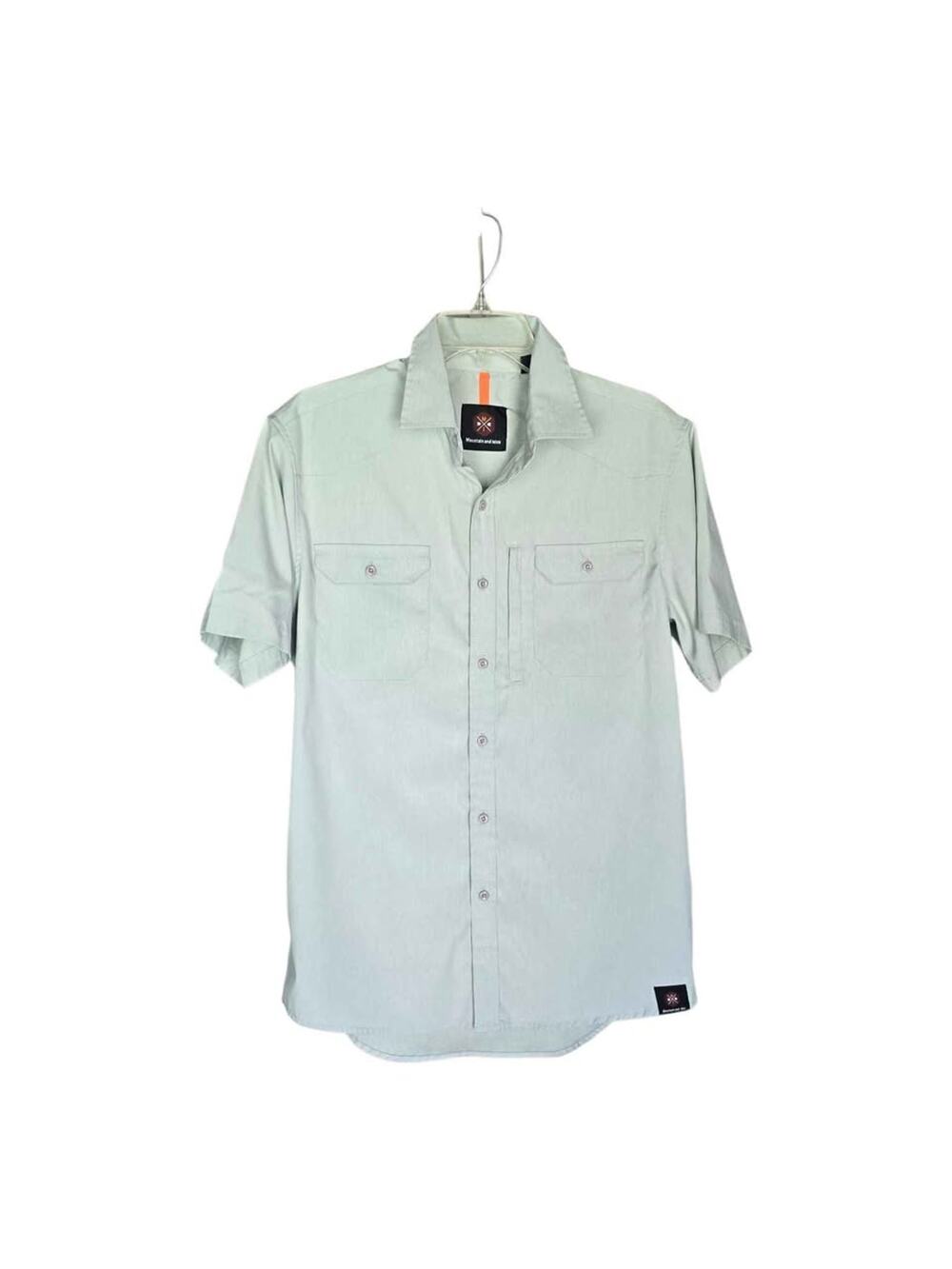 Mountain and Isles light green short sleeve button up shirt